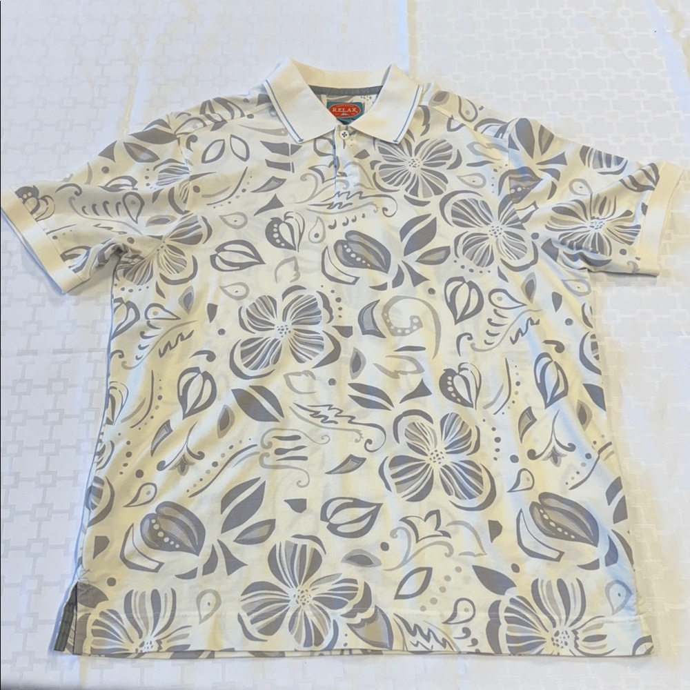Tommy Bahama Relax Cream Floral Polo